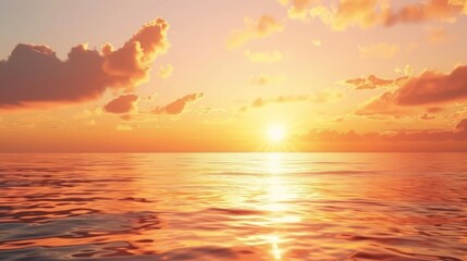 Wall Mural - Golden Sunset Over the Ocean