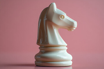 Sticker - A chess piece, symbolizing strategic thinking and problem-solving, isolated on a pastel pink background,