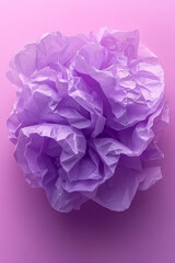 Poster - A crumpled paper ball, symbolizing frustration, isolated on a pastel lavender background,