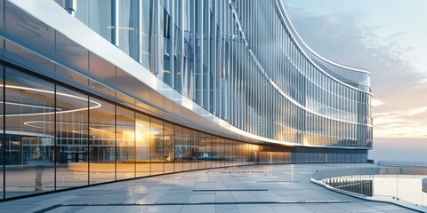 Canvas Print - a large glass building with a lot of windows and a large glass wall
