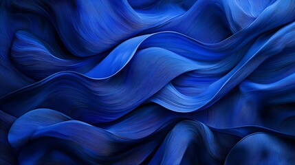 Wall Mural - With a light digital effect, this luxury 3D modern abstract neon dark blue background is composed of waves.