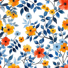 Textile pattern floral design isolated on transparent background cutout PNG