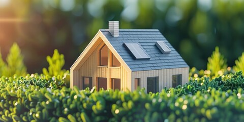 Poster - A small house is surrounded by a hedge