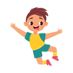 Poster - Funny Boy Kid Character Enjoy and Having Fun Vector Illustration