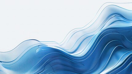 Wall Mural - Blue minimal tech wavy lines abstract futuristic, abstract blue wave background.