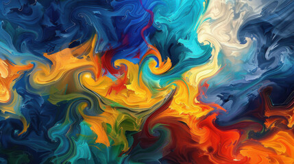 Wall Mural - an abstract digital oil painting that conveys a sense of dynamic movement and emotion. 