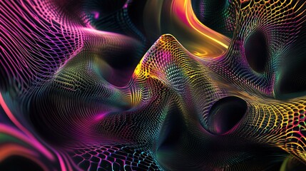 Wall Mural - Colorful abstract digital art with flowing lines and textures