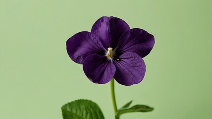 A Single Violet Bloom Against A Soft Lime Green Backgr