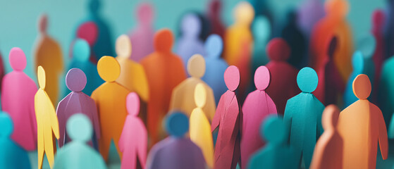 Colorful Paper People Crowd Abstract Concept  Image