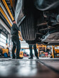 © www.freund-foto.de - KFZ-Mechaniker bei der Arbeit an Fahrzeug in der Werkstatt