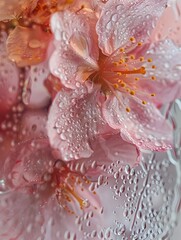 Poster - Delicate Pink Flower Petals with Water Droplets.