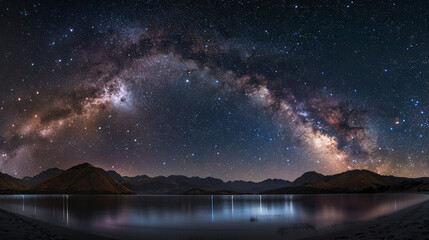 Wall Mural - milky way galaxy over mountains 