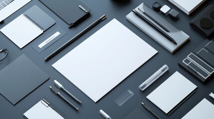 Professional Stationery Mockup Arrangement on Desk | Corporate Branding Essentials Displayed | Office Supplies Design Showcase