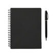 © Ploysaii - Isolated Black Notebook with Spiral Binding and Black Pen.