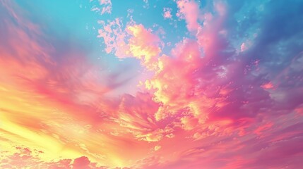 Colorful sunset sky with clouds and vibrant hues over a tranquil horizon