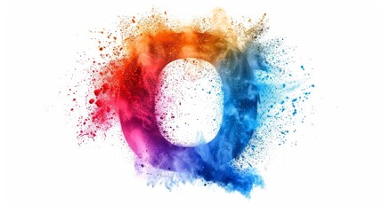 Wall Mural - Colorful abstract representation of the letter Q with splashes of red, orange, and blue