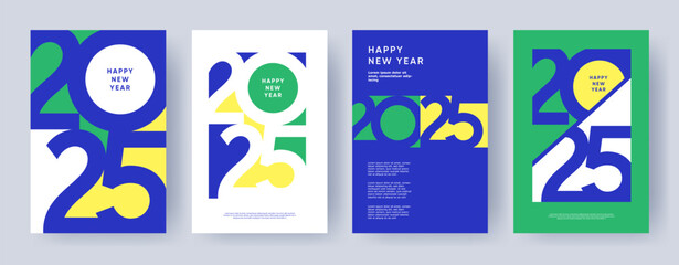 Wall Mural - creative concept of 2025 happy new year posters set. design templates with typography logo 2025 for 