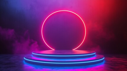 Wall Mural - Neon Circle and Stage.