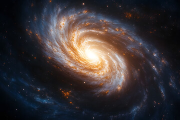  a spiral galaxy in space with stars and planets