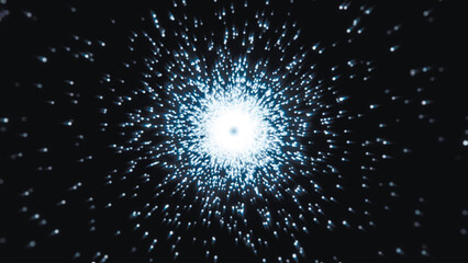 Wall Mural - bright flash. abstract digital background. data flow information. dark background with stars and lig