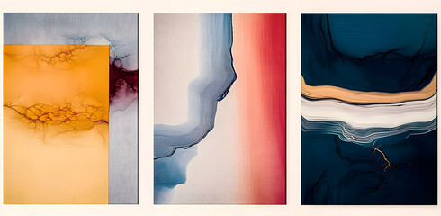  three various abstract painting designs