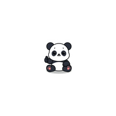 Cute panda sitting and thumbs up cartoon, vector illustration