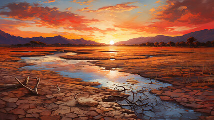 Wall Mural - Landscape view the morning sunrise