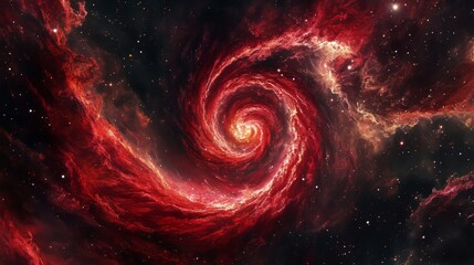 Wall Mural - red galaxy is swirling in the universe with nebula clouds
