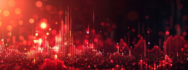 Wall Mural - Bright Neon Dark Futuristic Background with Digital Analytics and Complexity Graphs