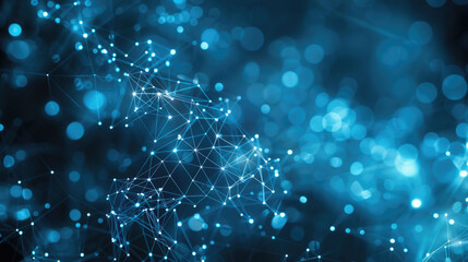 Wall Mural - Blue Cyberspace Digital Background with Futuristic Weave Lines and Data Waves
