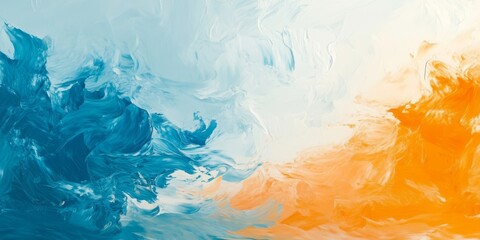 Wall Mural - a stunningly vibrant abstract fluid design that beautifully blends blue and orange hues in an elegan
