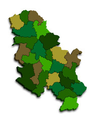 Wall Mural - SERBIA MAP WITH ITS DISTRICTS AND POLITICAL ADMINISTRATIVE DIVISIONS