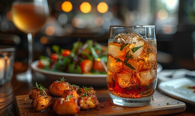 Wall Mural -  A glass of ice water beside a glass of red wine.