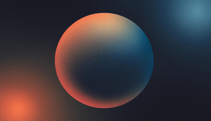 Wall Mural - abstract orange blue grainy planet, black background vibrant gradient