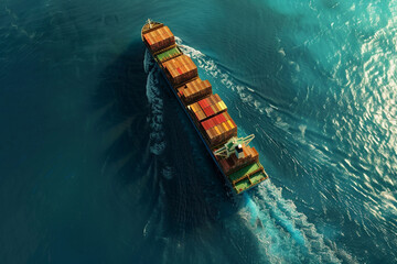 Cargo Ship Sailing on the Ocean