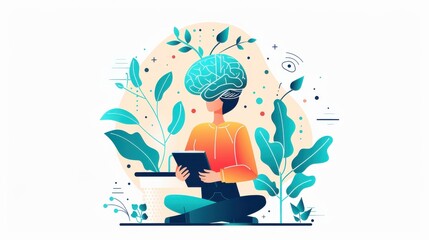 Wall Mural - AI in climate change mitigation, flat design illustration