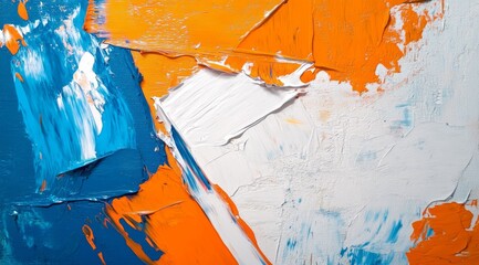 Wall Mural - An abstract composition with dynamic blue, orange, and white textures that evoke creativity and inspiration