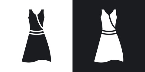 Poster - Jersey wrap dress vector icon set black filled and outlined style.