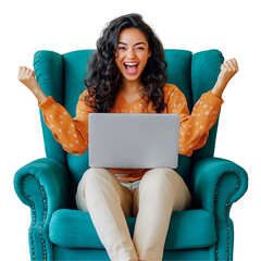 woman sitting on sofa with laptop