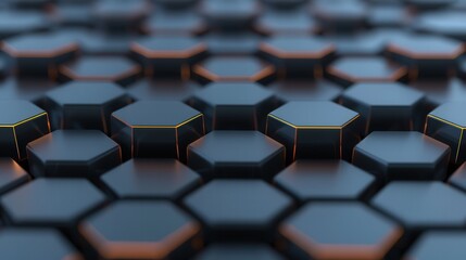 Wall Mural - futuristic hexagonal network, a dynamic 3d background featuring interconnected hexagons illuminated 