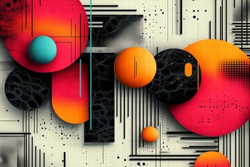 Sticker - Abstract geometric shapes in vibrant colors on a textured background