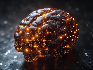 Wall Mural - futuristic ai brain concept merging human and digital intelligence, ai brain concept