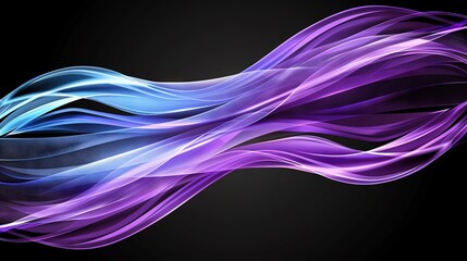  A purple and blue wave on a black background with space for text or an image