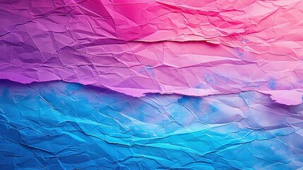 Wall Mural -   A close-up of paper with blue, pink, and purple designs on the bottom