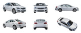 PNG Collection of white sedan. Different angles and perspectives of white cars