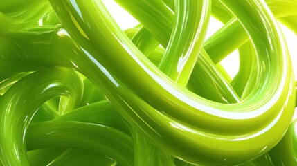 Wall Mural - Luminous Green Abstract Swirls Digital Art Background