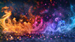 © Krit - Multicolored flames, covered with glitter.