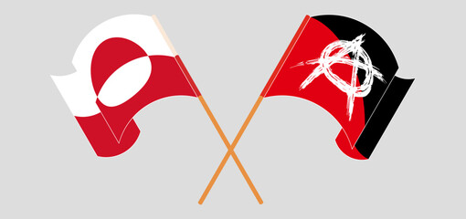 Wall Mural - Crossed and waving flags of Greenland and Anarchy