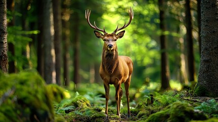 a wildlife image of a stag standing tall in a forest, symbolizing strength and leadership in busines