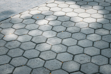 Wall Mural - A gray brick sidewalk with a shadow on it